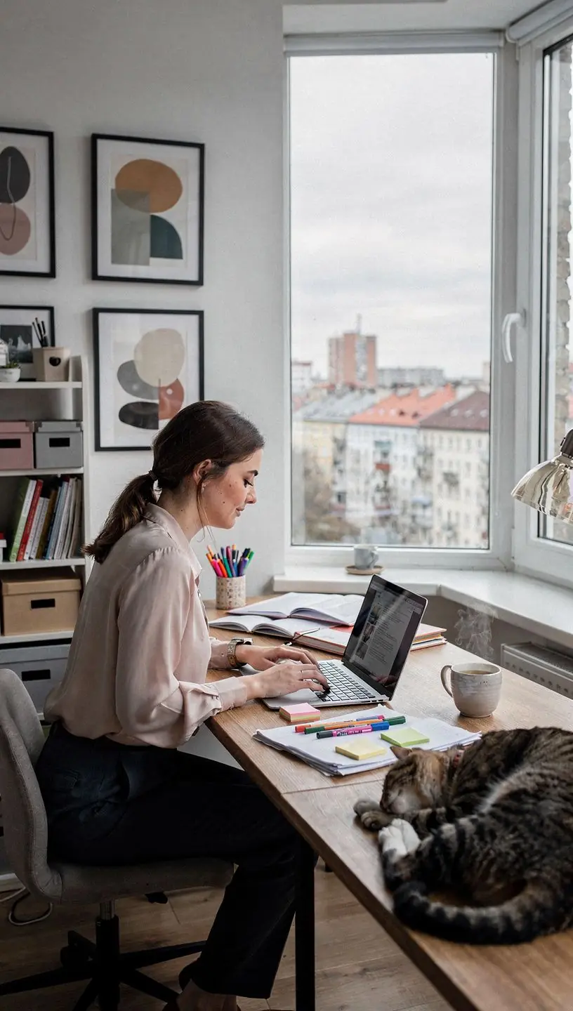 Przytulny salon z wygodnymi meblami i ciepłym oświetleniem.